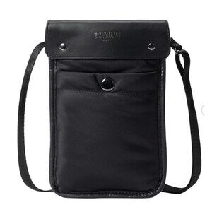 MZ WALLACE Madison Crossbody flat black nylon phone bag case NWT